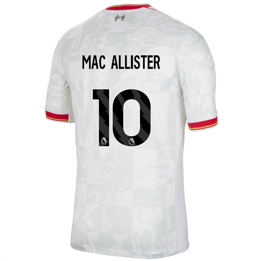 Enfant Football Maillot Alexis Mac Allister #10 Blanc Rouge Noir Troisieme 2024/25