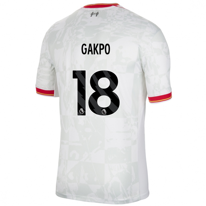 Enfant Football Maillot Cody Gakpo #18 Blanc Rouge Noir Troisieme 2024/25