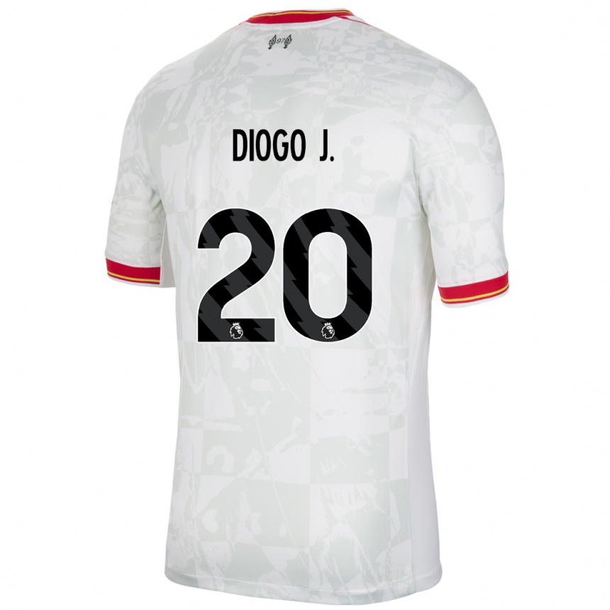 Enfant Football Maillot Diogo Jota #20 Blanc Rouge Noir Troisieme 2024/25