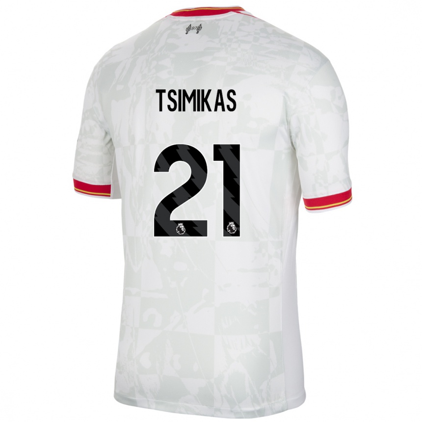 Enfant Football Maillot Konstantinos Tsimikas #21 Blanc Rouge Noir Troisieme 2024/25