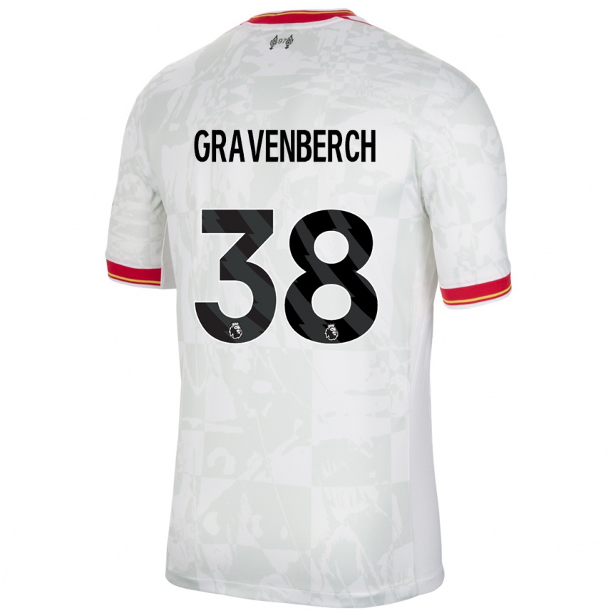 Enfant Football Maillot Ryan Gravenberch #38 Blanc Rouge Noir Troisieme 2024/25