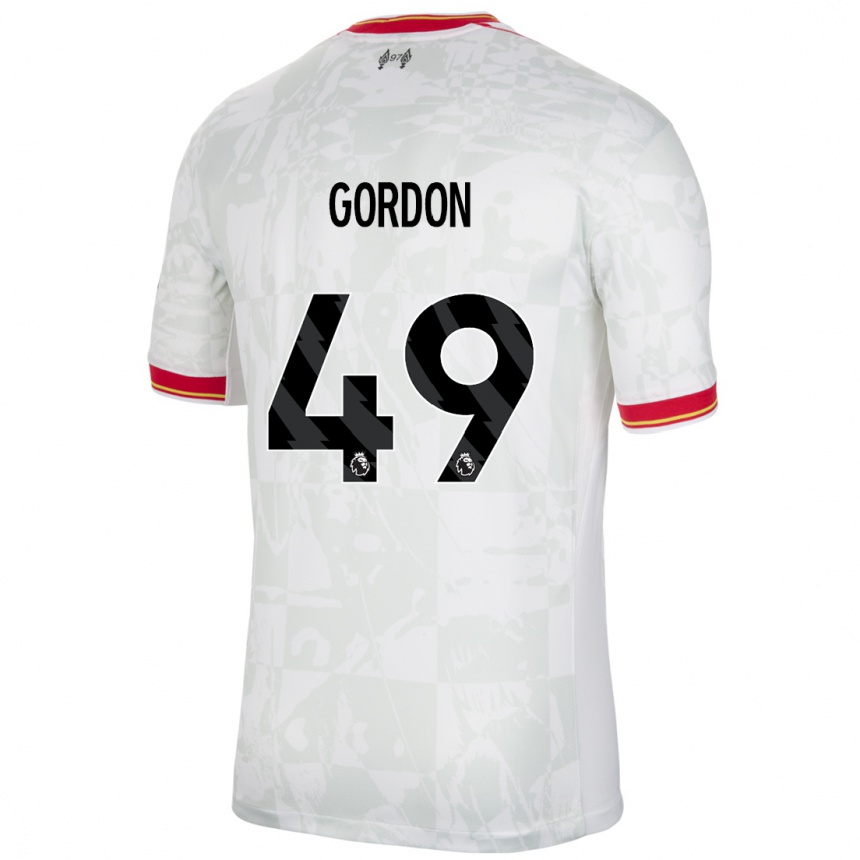 Enfant Football Maillot Kaide Gordon #49 Blanc Rouge Noir Troisieme 2024/25