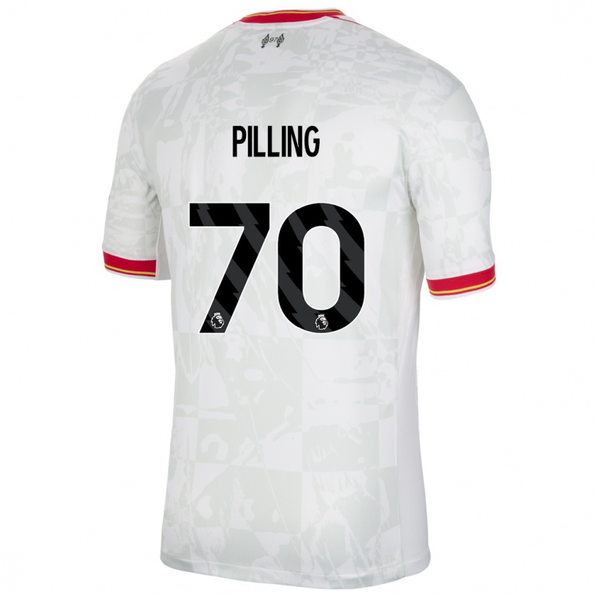 Enfant Football Maillot Tommy Pilling #70 Blanc Rouge Noir Troisieme 2024/25