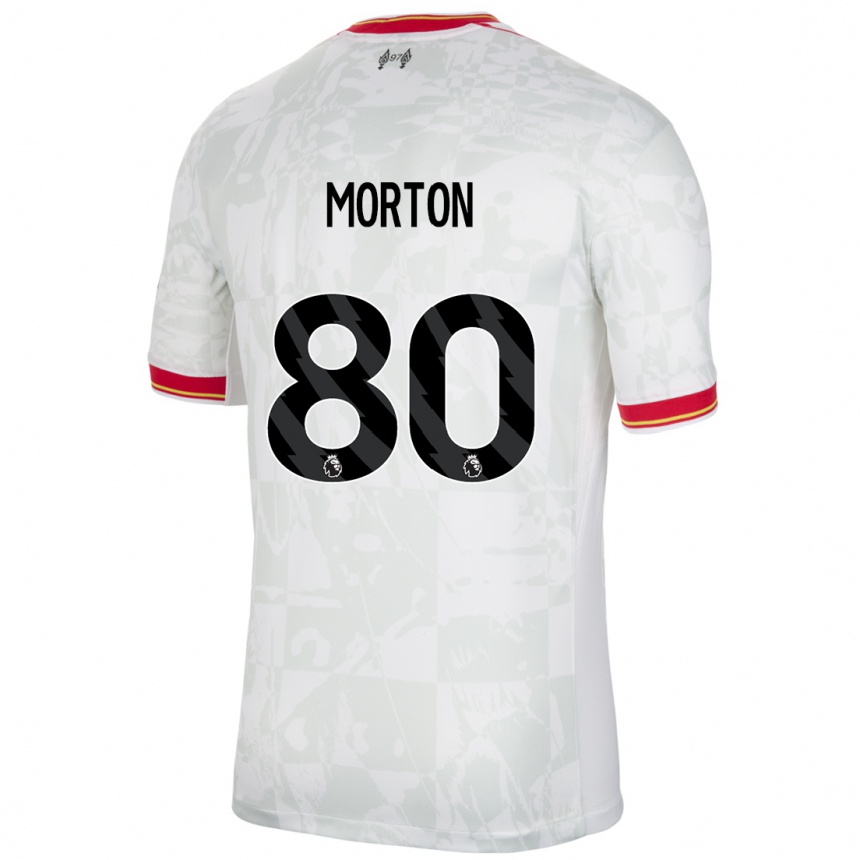 Enfant Football Maillot Tyler Morton #80 Blanc Rouge Noir Troisieme 2024/25