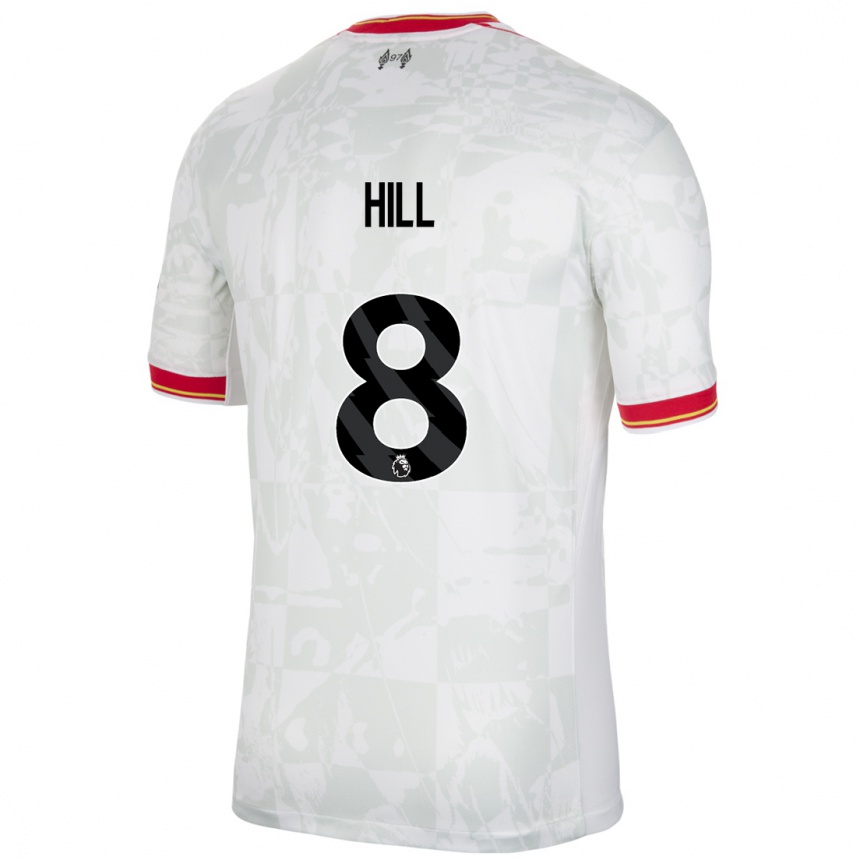 Enfant Football Maillot Tom Hill #8 Blanc Rouge Noir Troisieme 2024/25