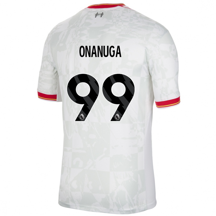 Enfant Football Maillot Fola Onanuga #99 Blanc Rouge Noir Troisieme 2024/25