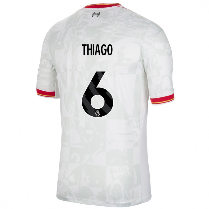 Enfant Football Maillot Thiago #6 Blanc Rouge Noir Troisieme 2024/25