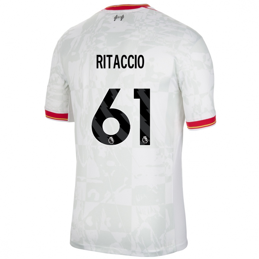 Enfant Football Maillot Matteo Ritaccio #61 Blanc Rouge Noir Troisieme 2024/25