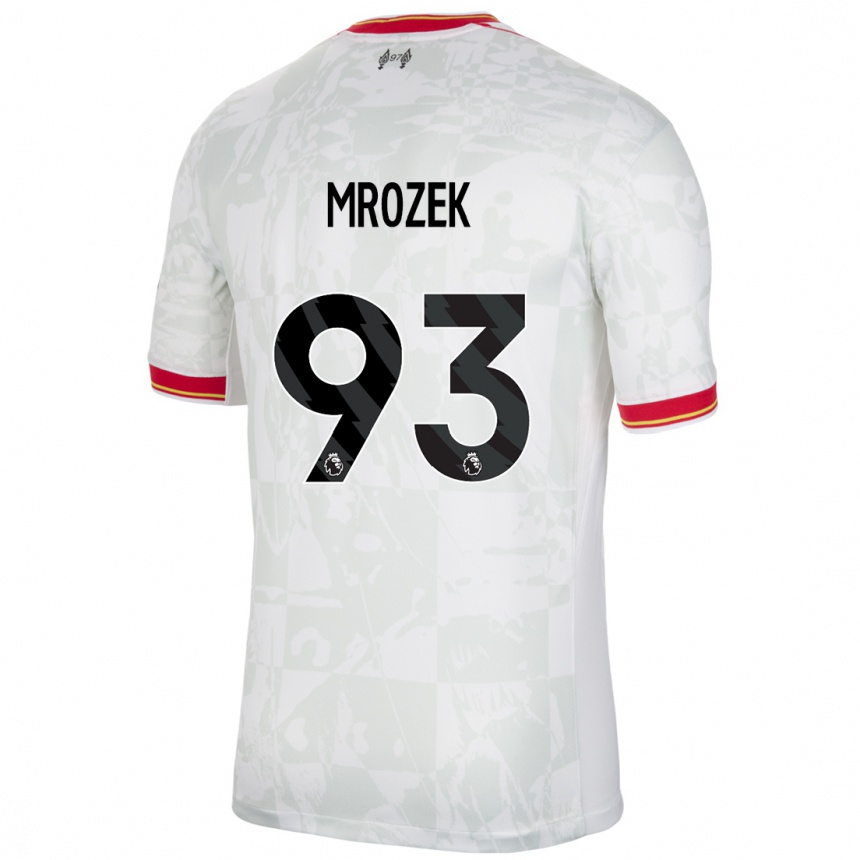 Enfant Football Maillot Fabian Mrozek #93 Blanc Rouge Noir Troisieme 2024/25