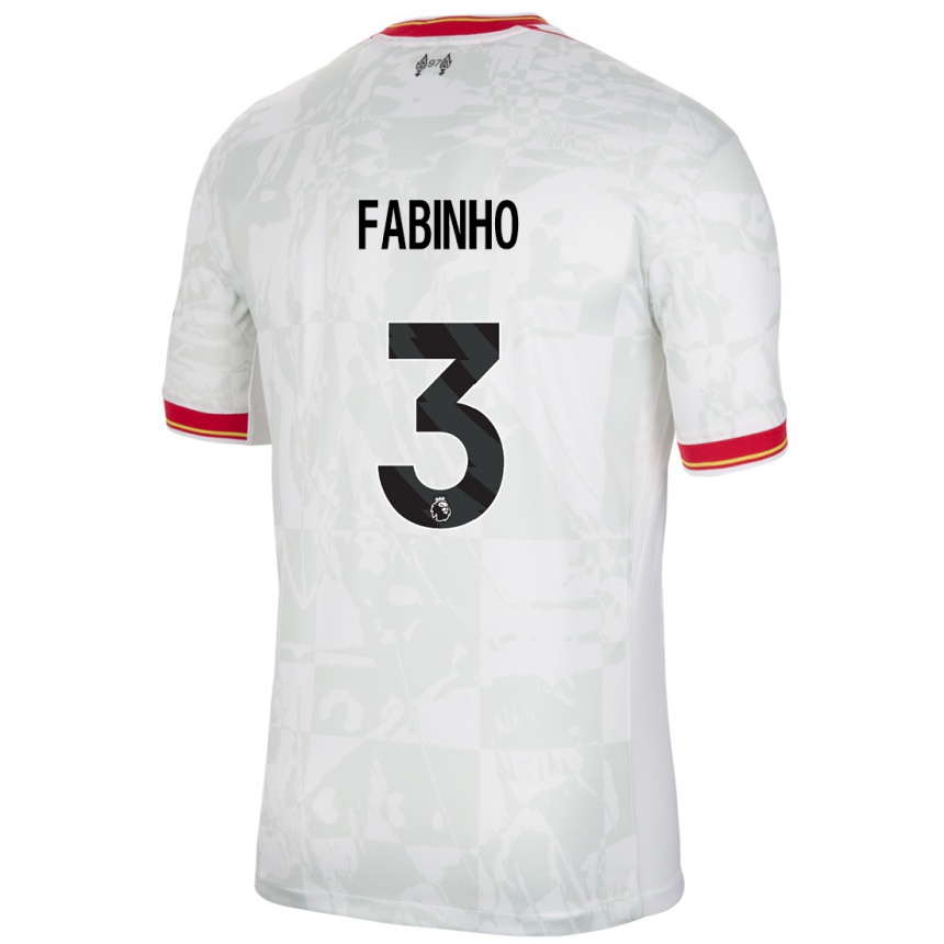 Enfant Football Maillot Fabinho #3 Blanc Rouge Noir Troisieme 2024/25