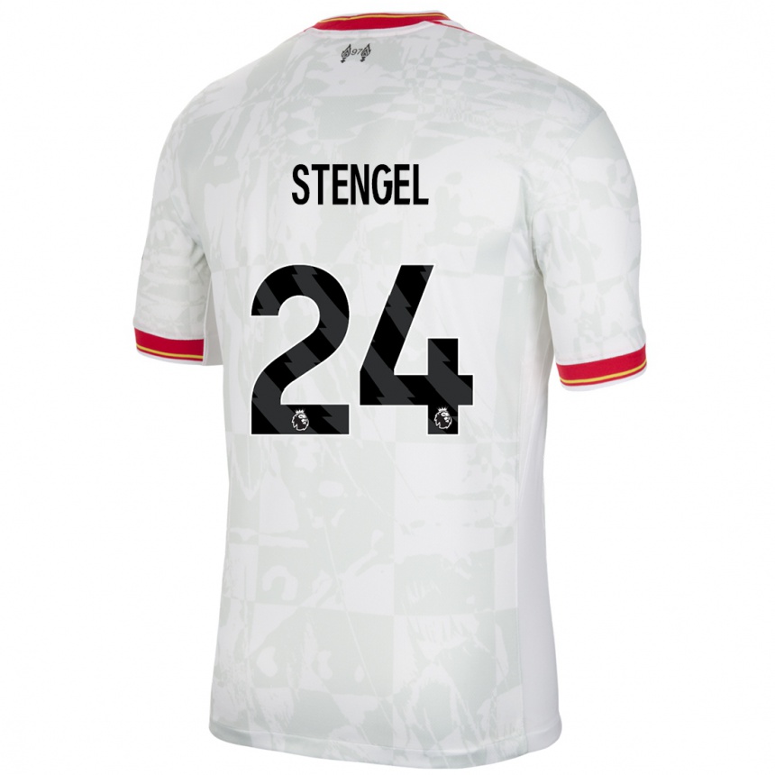 Enfant Football Maillot Katie Stengel #24 Blanc Rouge Noir Troisieme 2024/25