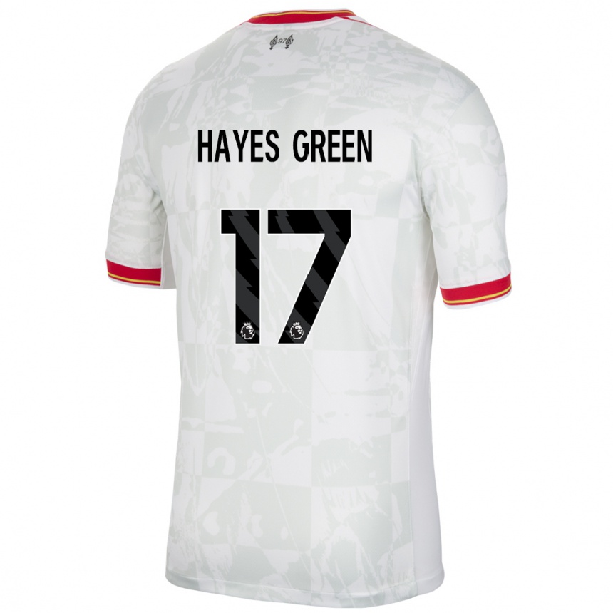 Enfant Football Maillot Charlie Hayes-Green #17 Blanc Rouge Noir Troisieme 2024/25