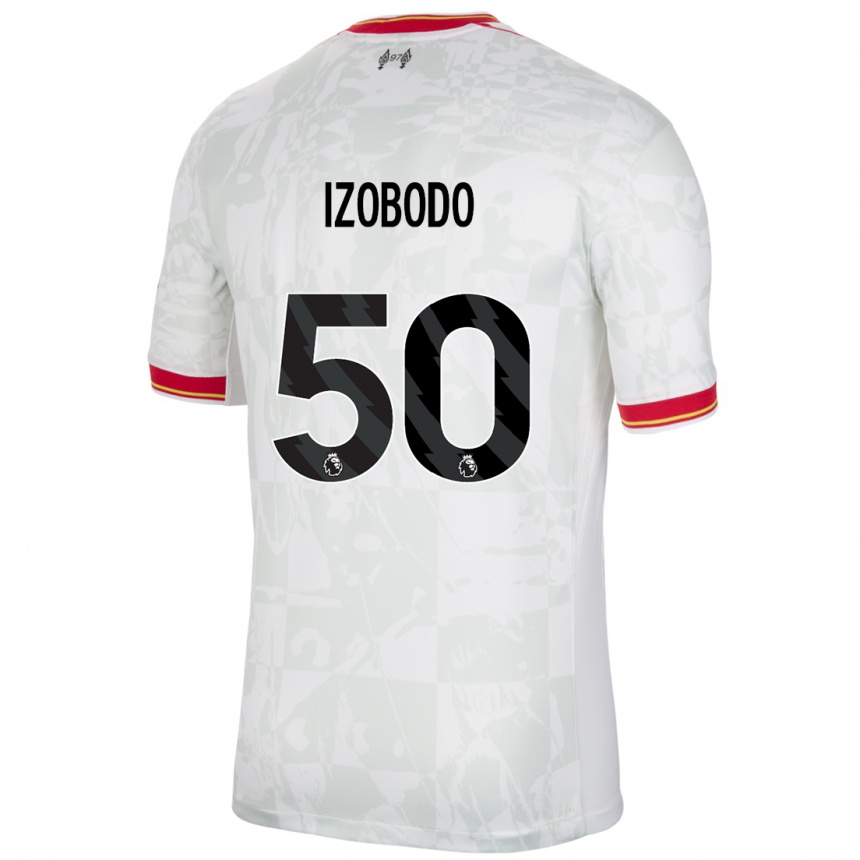 Enfant Football Maillot Elijah Izobodo John #50 Blanc Rouge Noir Troisieme 2024/25