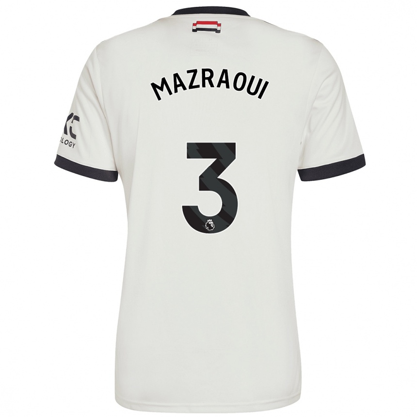 Enfant Football Maillot Noussair Mazraoui #3 Blanc Cassé Troisieme 2024/25