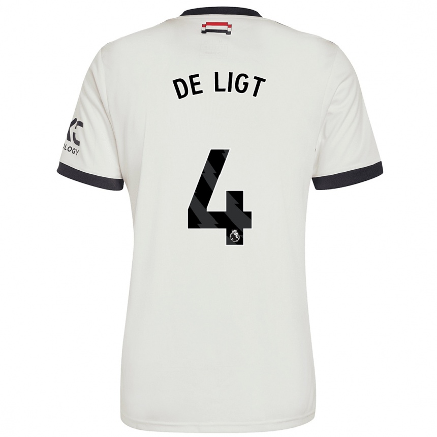 Enfant Football Maillot Matthijs De Ligt #4 Blanc Cassé Troisieme 2024/25