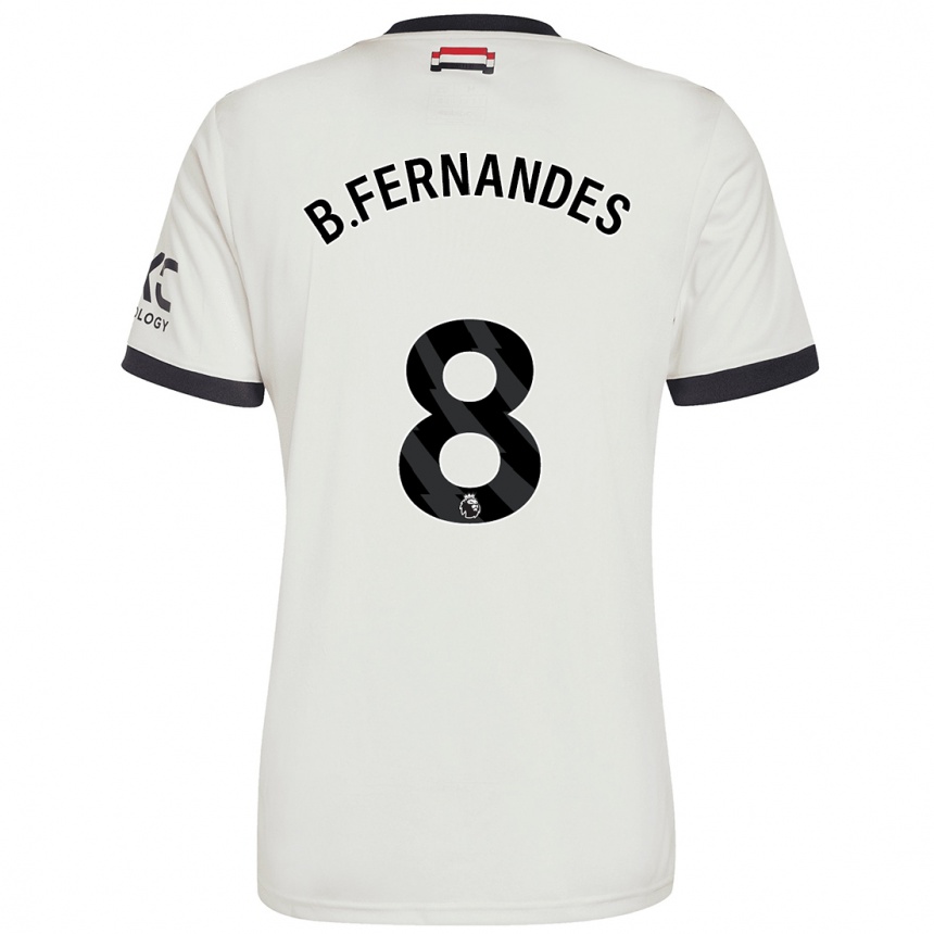 Enfant Football Maillot Bruno Fernandes #8 Blanc Cassé Troisieme 2024/25