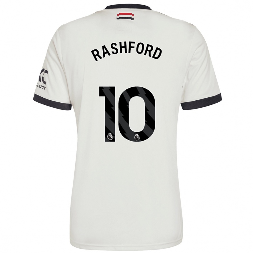 Enfant Football Maillot Marcus Rashford #10 Blanc Cassé Troisieme 2024/25