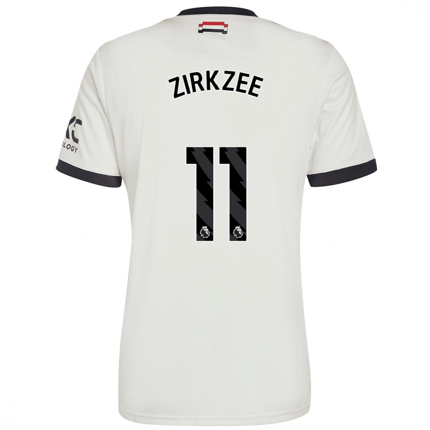 Enfant Football Maillot Joshua Zirkzee #11 Blanc Cassé Troisieme 2024/25