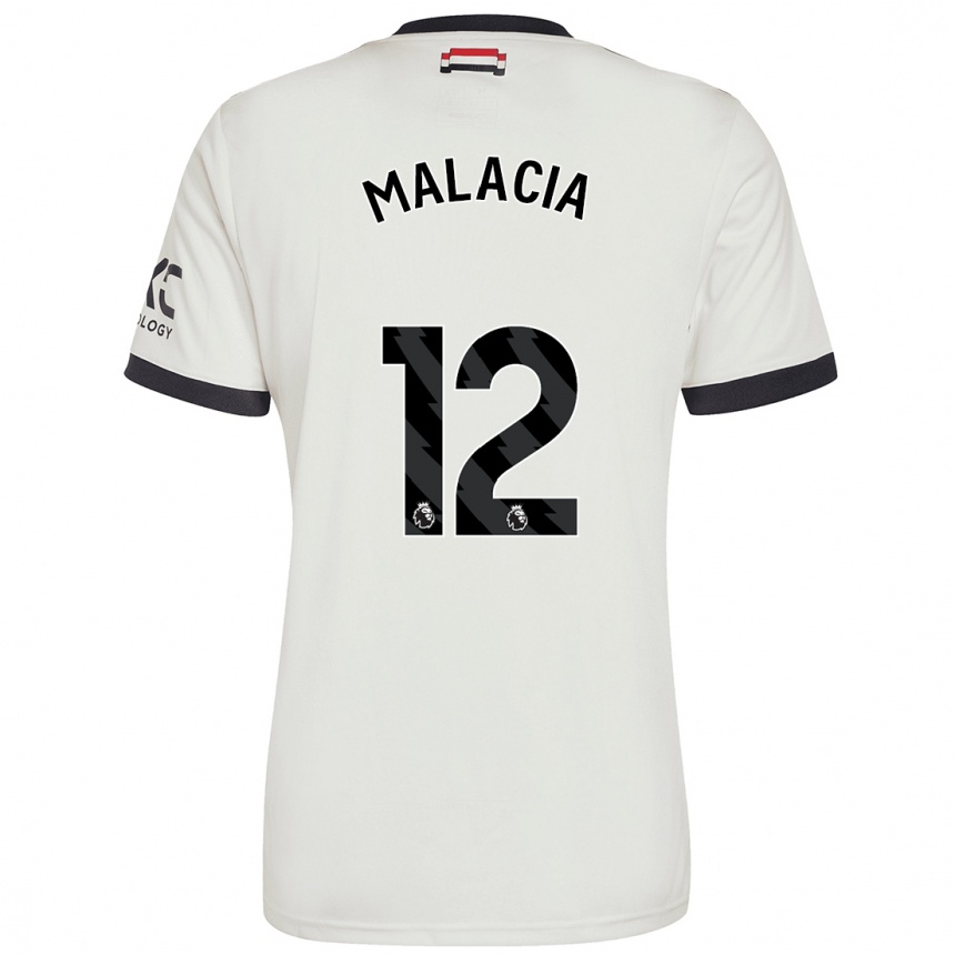 Enfant Football Maillot Tyrell Malacia #12 Blanc Cassé Troisieme 2024/25