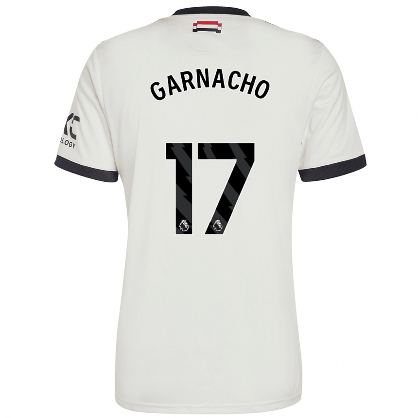 Enfant Football Maillot Alejandro Garnacho #17 Blanc Cassé Troisieme 2024/25