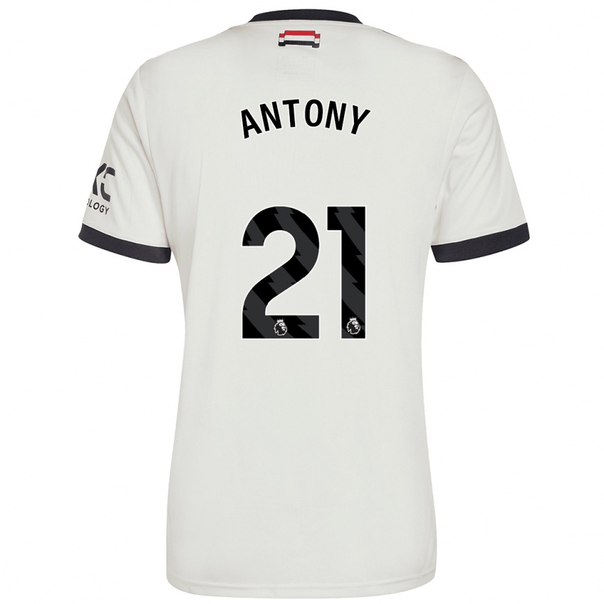 Enfant Football Maillot Antony #21 Blanc Cassé Troisieme 2024/25