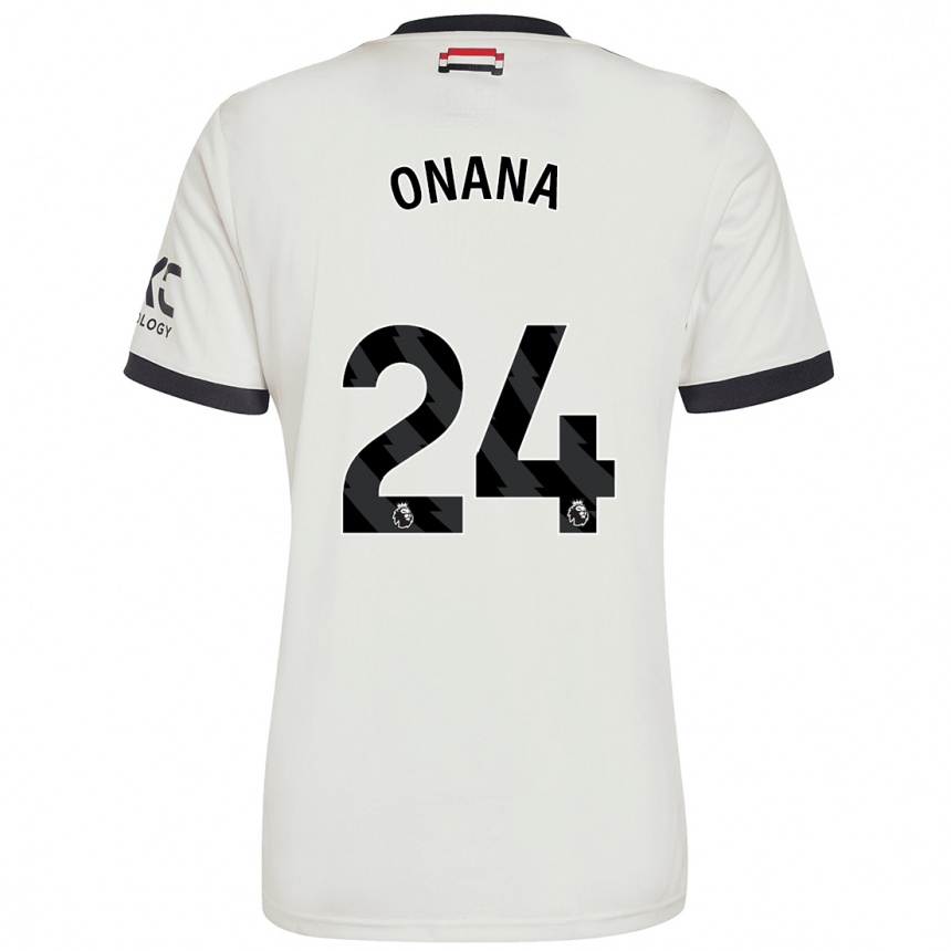 Enfant Football Maillot André Onana #24 Blanc Cassé Troisieme 2024/25