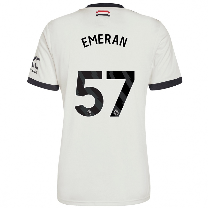 Enfant Football Maillot Noam Emeran #57 Blanc Cassé Troisieme 2024/25