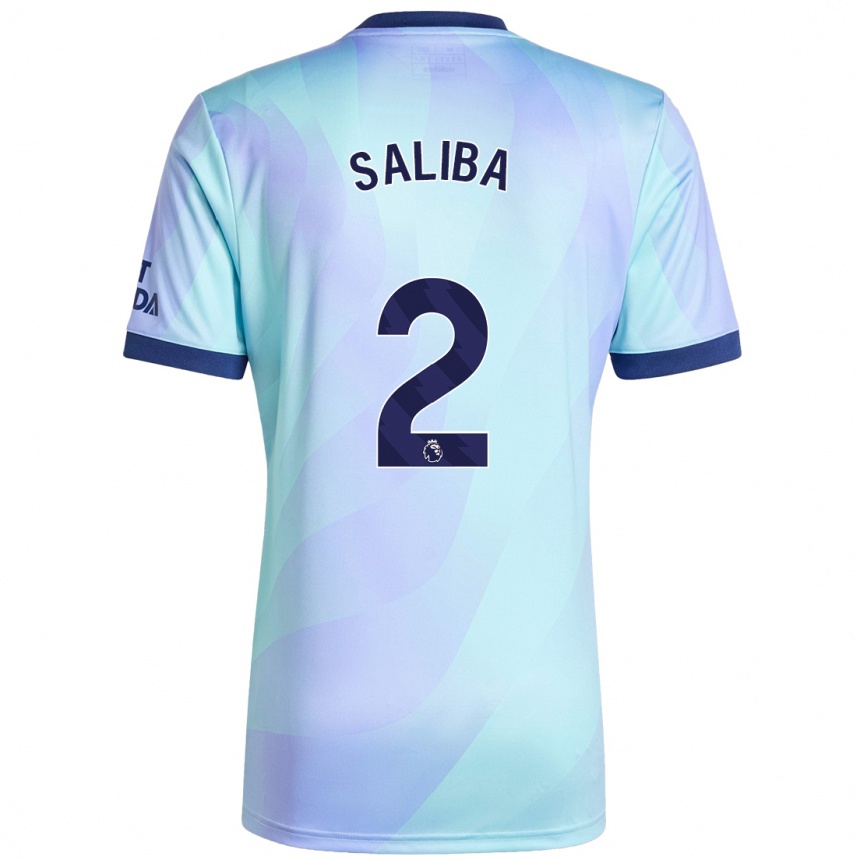 Enfant Football Maillot William Saliba #2 Aqua Troisieme 2024/25