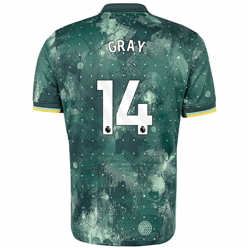 Enfant Football Maillot Archie Gray #14 Vert Menthe Troisieme 2024/25