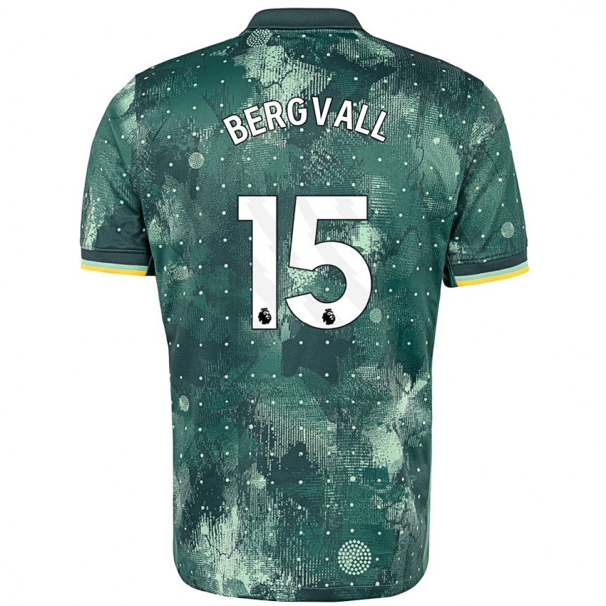 Enfant Football Maillot Lucas Bergvall #15 Vert Menthe Troisieme 2024/25