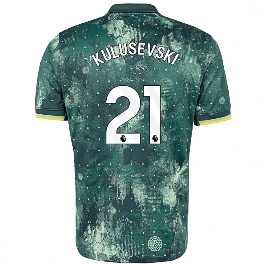 Enfant Football Maillot Dejan Kulusevski #21 Vert Menthe Troisieme 2024/25