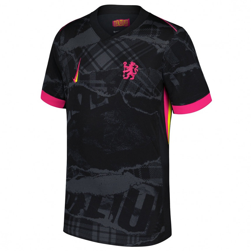 Enfant Football Maillot Votre Nom #0 Noir Rose Troisieme 2024/25