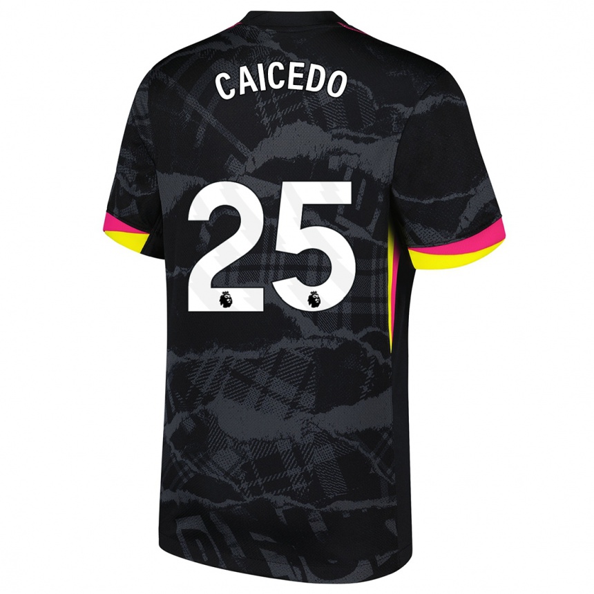 Enfant Football Maillot Moisés Caicedo #25 Noir Rose Troisieme 2024/25