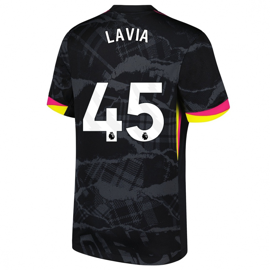 Enfant Football Maillot Roméo Lavia #45 Noir Rose Troisieme 2024/25