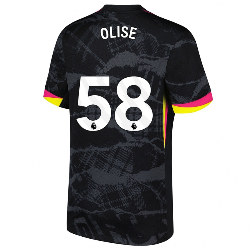 Enfant Football Maillot Richard Olise #58 Noir Rose Troisieme 2024/25