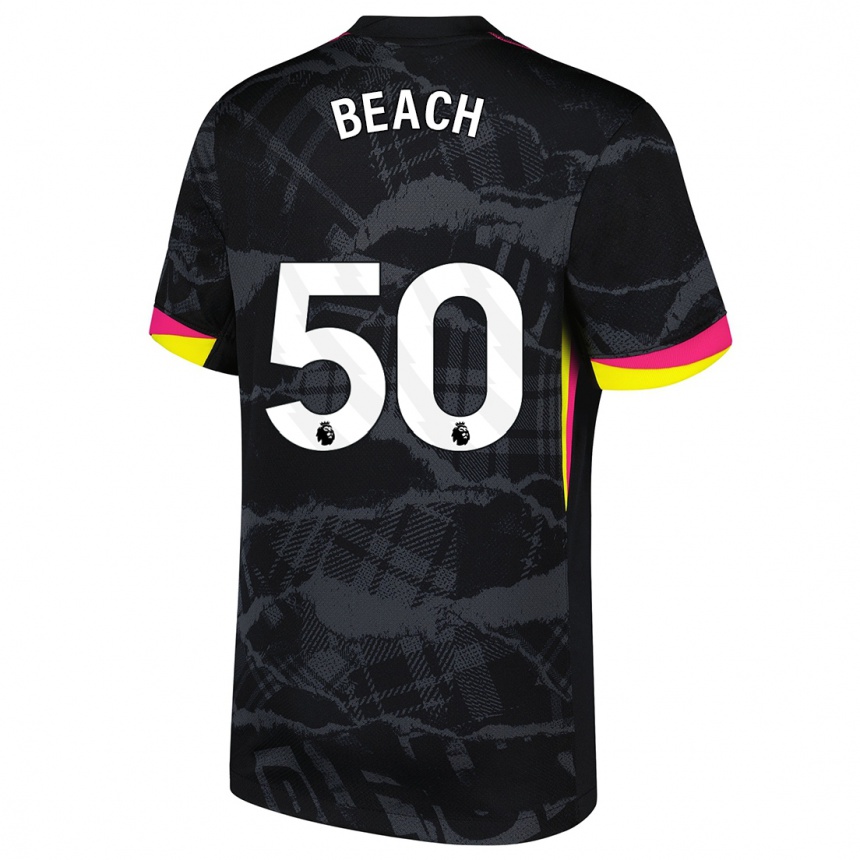 Enfant Football Maillot Eddie Beach #50 Noir Rose Troisieme 2024/25