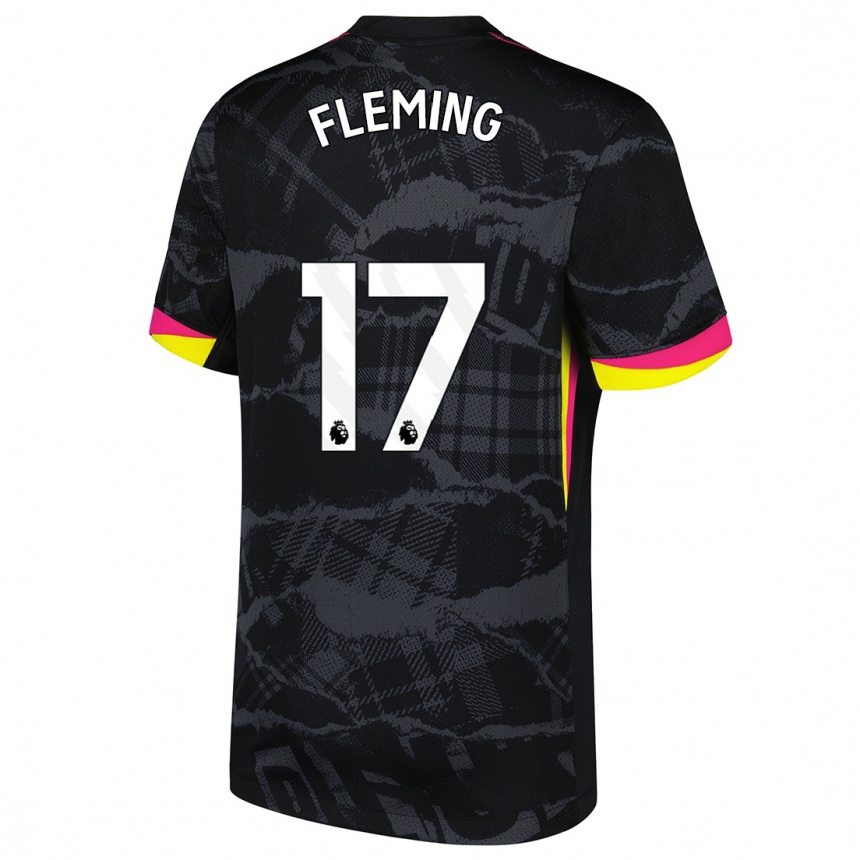 Enfant Football Maillot Jessie Fleming #17 Noir Rose Troisieme 2024/25