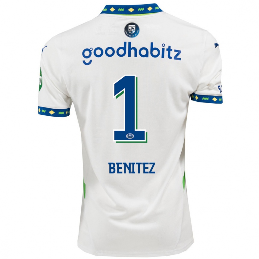 Enfant Football Maillot Walter Benítez #1 Blanc Bleu Foncé Troisieme 2024/25