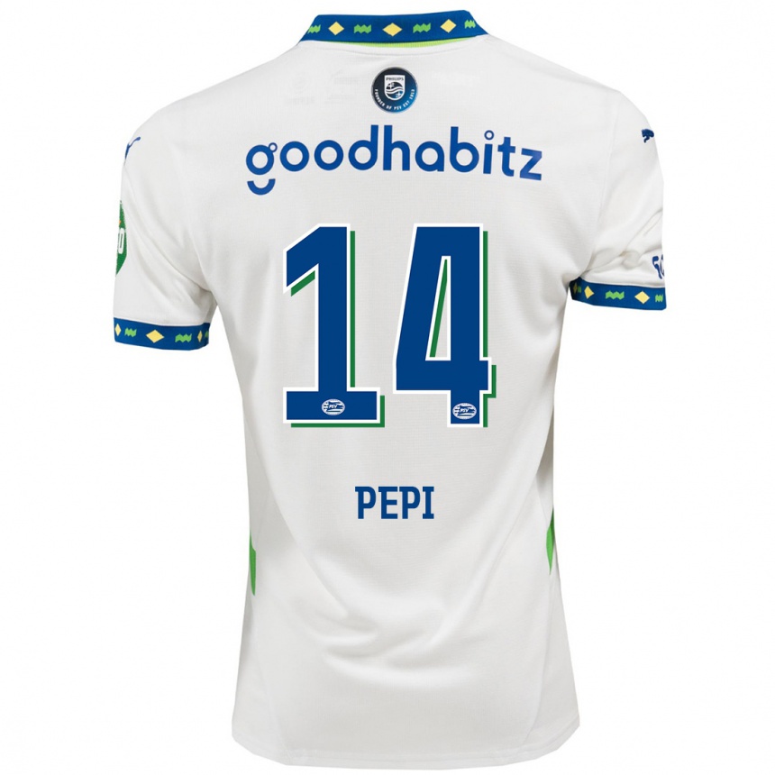 Enfant Football Maillot Ricardo Pepi #14 Blanc Bleu Foncé Troisieme 2024/25