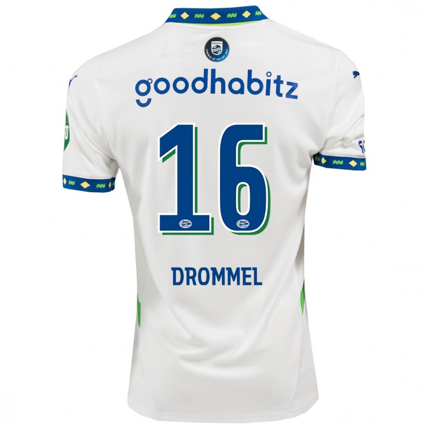 Enfant Football Maillot Joël Drommel #16 Blanc Bleu Foncé Troisieme 2024/25