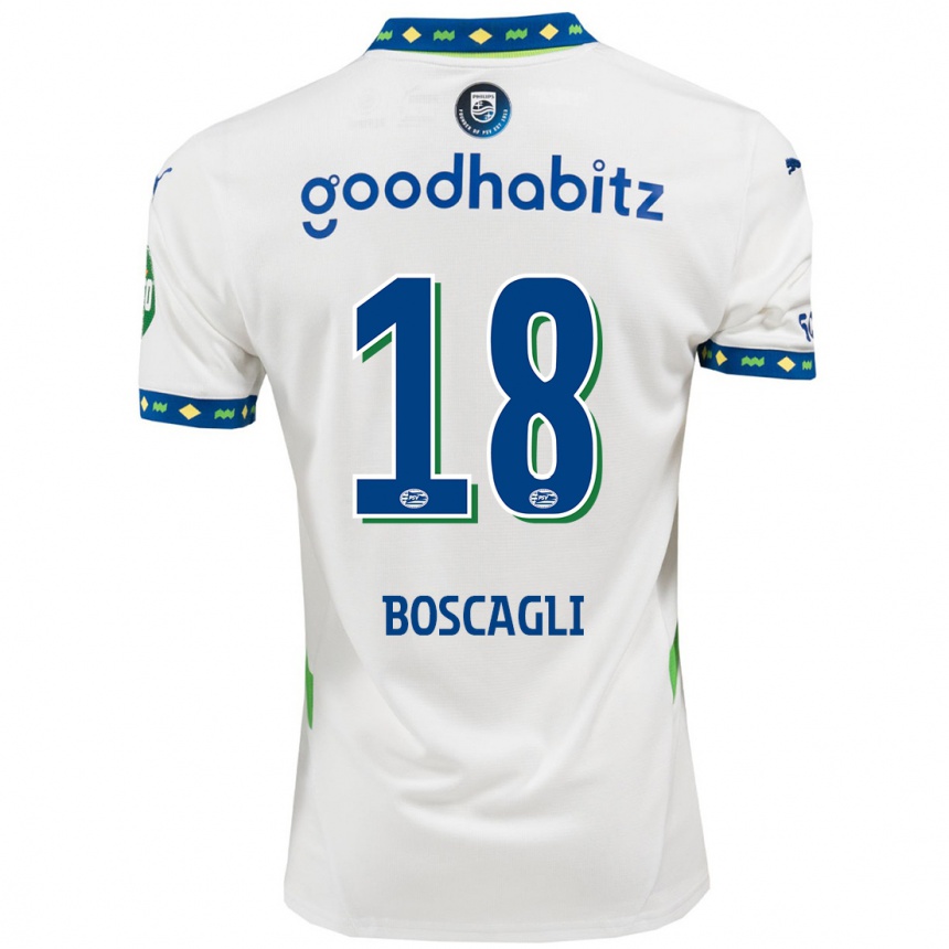 Enfant Football Maillot Olivier Boscagli #18 Blanc Bleu Foncé Troisieme 2024/25