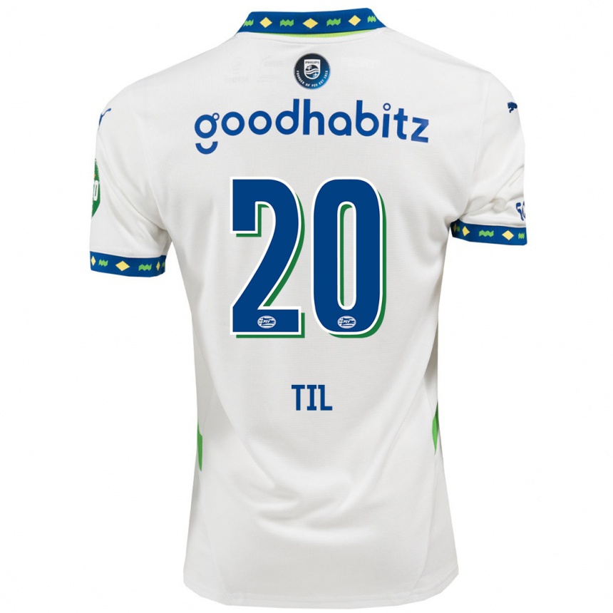 Enfant Football Maillot Guus Til #20 Blanc Bleu Foncé Troisieme 2024/25