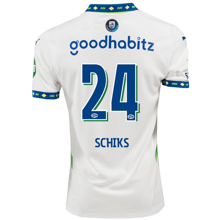 Enfant Football Maillot Niek Schiks #24 Blanc Bleu Foncé Troisieme 2024/25