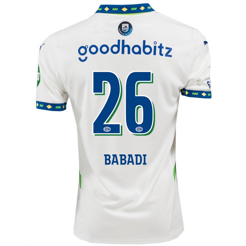 Enfant Football Maillot Isaac Babadi #26 Blanc Bleu Foncé Troisieme 2024/25