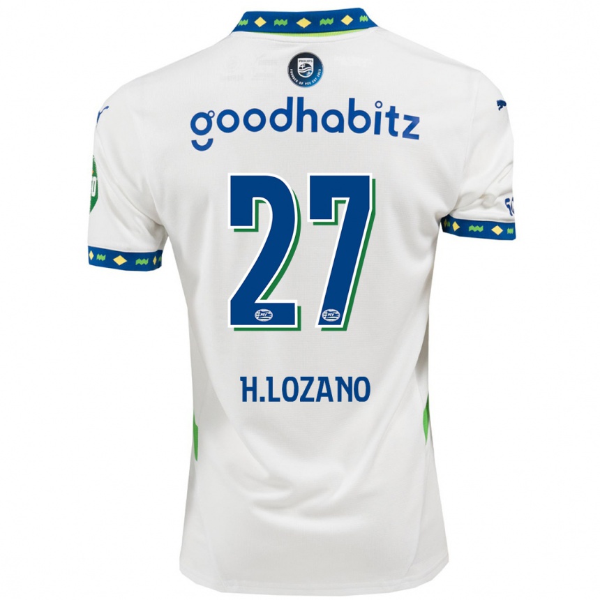 Enfant Football Maillot Hirving Lozano #27 Blanc Bleu Foncé Troisieme 2024/25