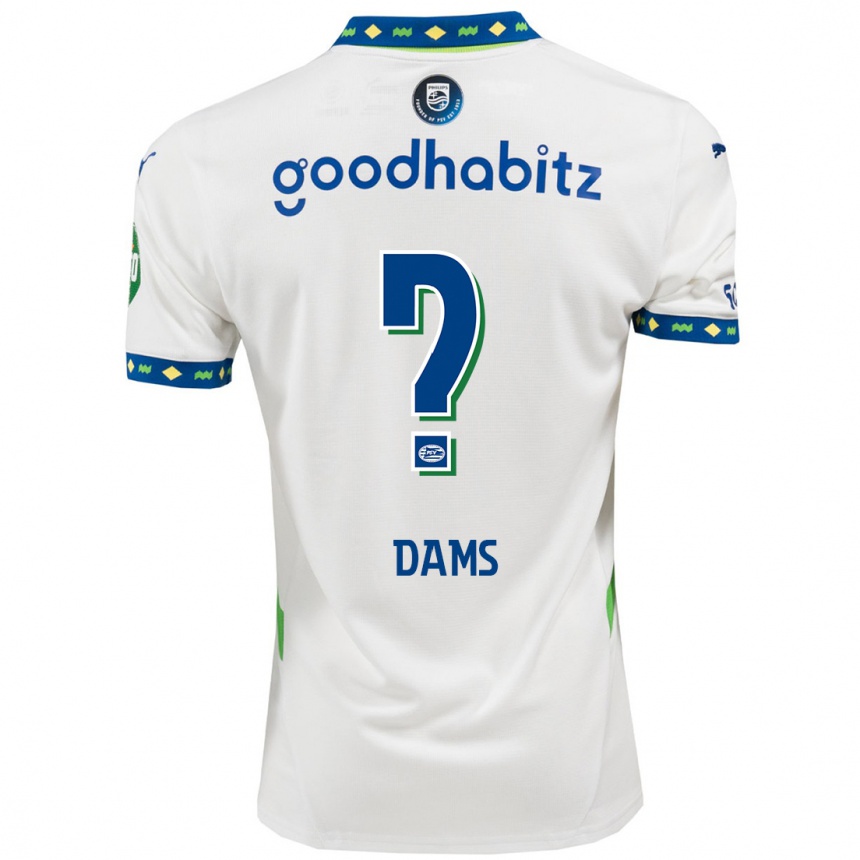 Enfant Football Maillot Matteo Dams #0 Blanc Bleu Foncé Troisieme 2024/25