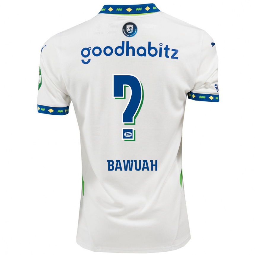 Enfant Football Maillot Jordy Bawuah #0 Blanc Bleu Foncé Troisieme 2024/25