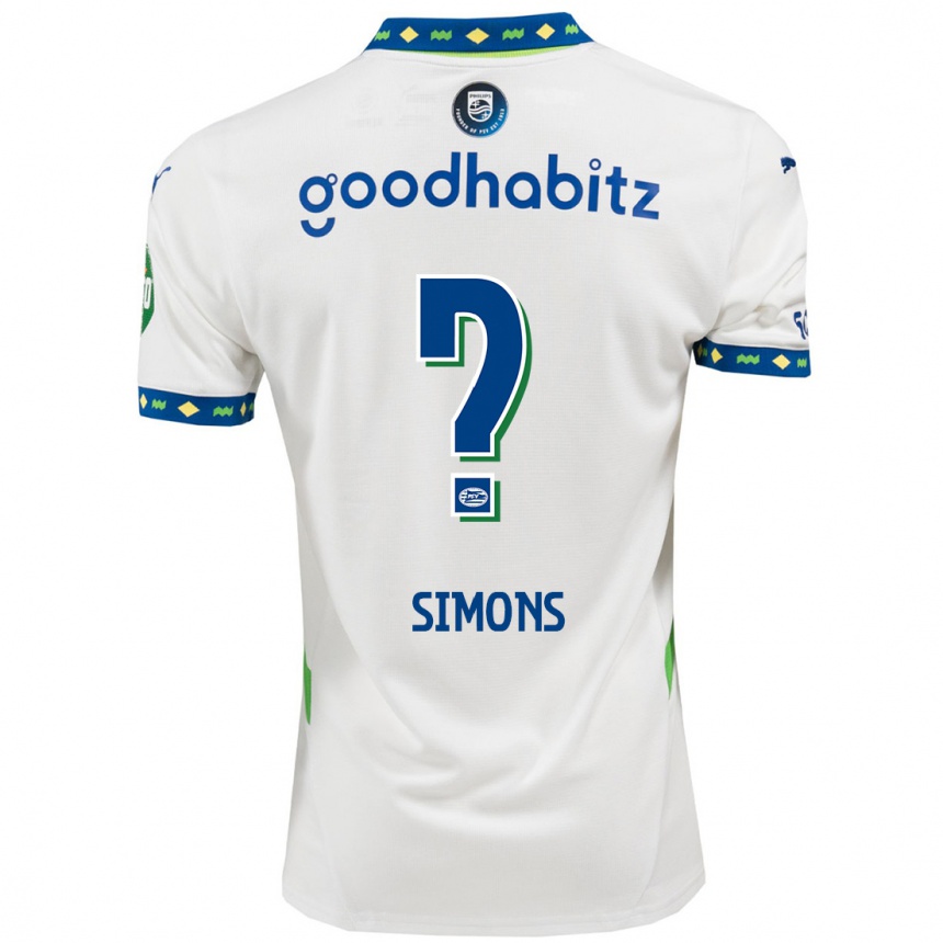 Enfant Football Maillot Jevon Simons #0 Blanc Bleu Foncé Troisieme 2024/25