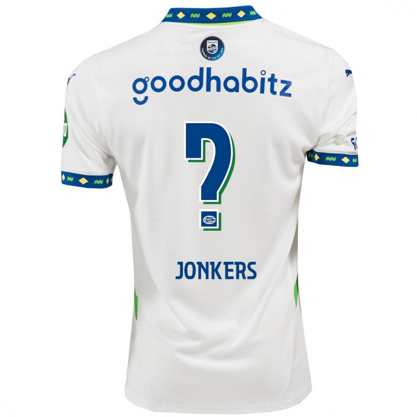 Enfant Football Maillot Brent Jonkers #0 Blanc Bleu Foncé Troisieme 2024/25