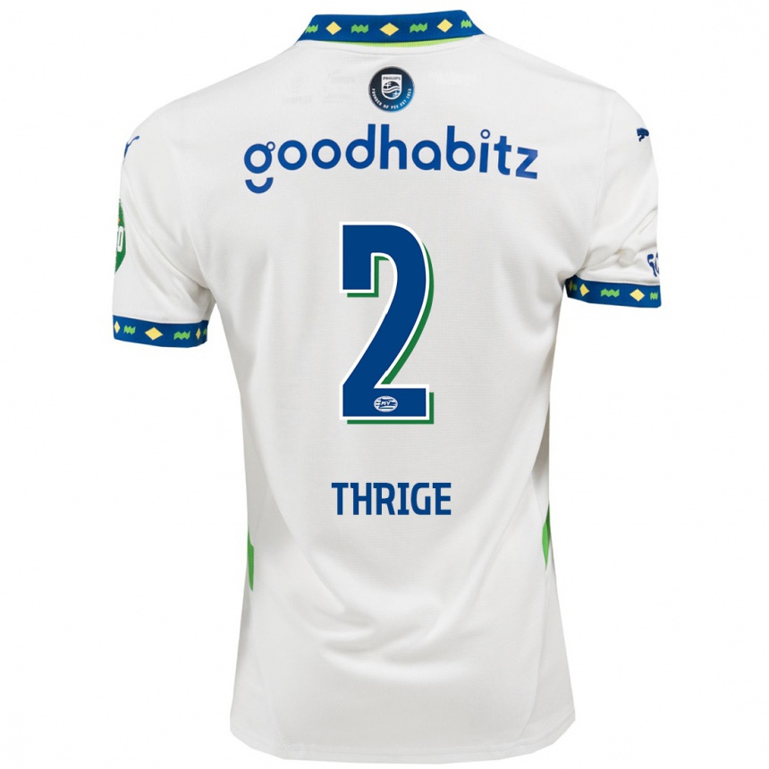 Enfant Football Maillot Sara Thrige #2 Blanc Bleu Foncé Troisieme 2024/25